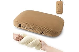 HIKEMAN Oreiller de camping en mousse à mémoire de forme – Oreiller de voyage ultra léger et ergonomique pour le camping, la voiture, la plage, le bureau (marron)