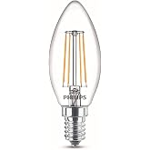 Philips LED Classic 40W B35 Led Mum Filament Ampul, 2700K Beyaz Işık, E14 İnce Duy, Dim Edilmez, 2'li Ekopaket