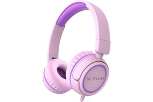 IMYB Kinder kopfhörer, Kopfhörer für Kinder mit Kabel, faltbar, Stereo Sound, Sichere Lautstärkebegrenzung, 3,5 mm Jack, Over Ear Kinderkopfhörer für Schule, Junge, Mädchen, Tablet, PC, Rosa