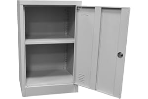 Garden Friend Armadietto Con Mensola Ad Un'Anta A1844031 in lamiera di acciaio con serratura a chiave grigio