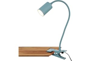 BRILONER - Schreibtischlampe mit Kabelschalter, Warmweiße Lichtfarbe, schwenkbar, Stecker, Leselampe, Klemmlampe, Klemmleuchte, Nachttischlampe, Leselicht Kinder, Bürolampe, 40cm hoch, Blau
