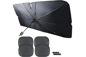 Prelisee Sonnenschutz Auto Frontscheibe Frontscheibenabdeckung Auto Abdeckung Windschutzscheibe, Hitzeschutz faltbar (mit 4 Sonnenschutz Seitenscheibe Auto Baby, 80x140cm)