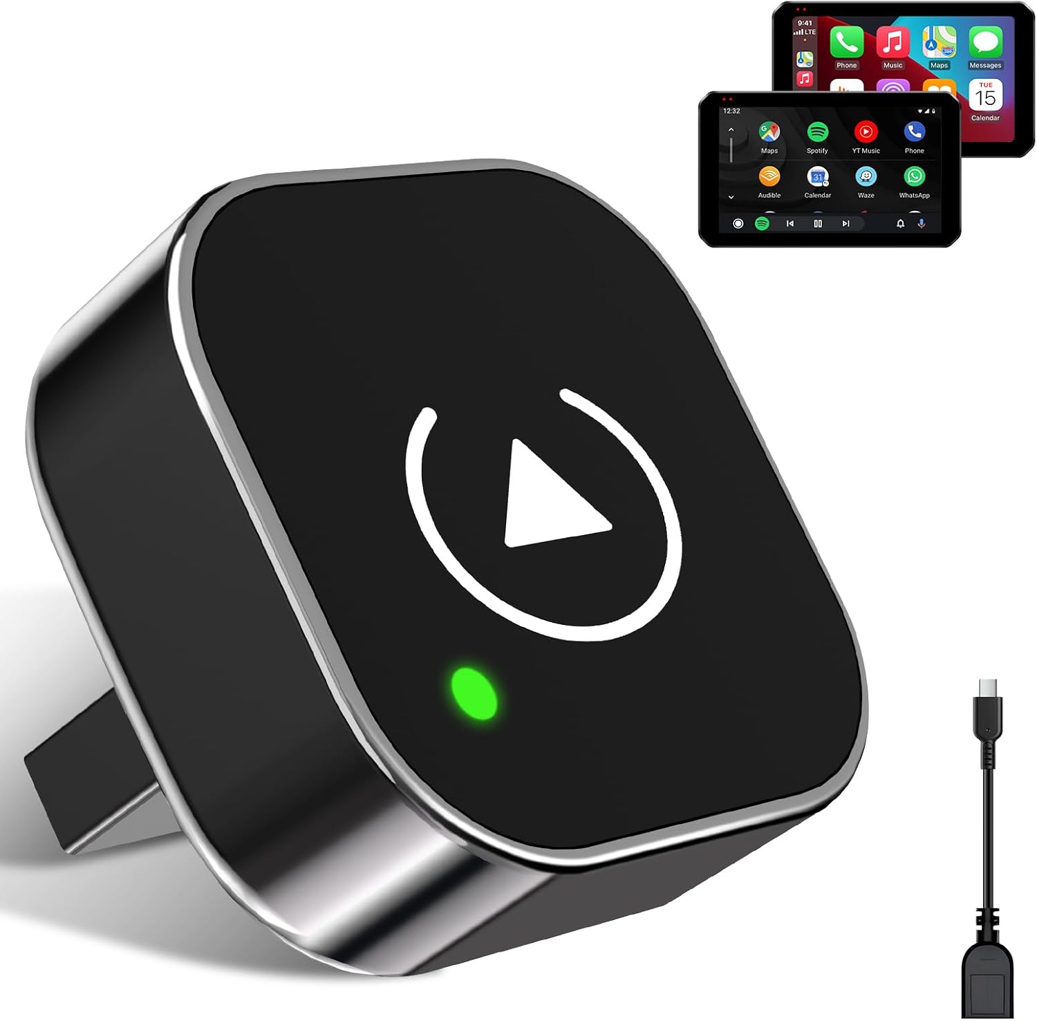 2026 Actualizado 2 en 1 Adaptador Carplay Inalambrico Android Auto para Apple/Android Auto, Wireless CarPlay Adapter Inalámbrico Plug and Play Conexión Automática
