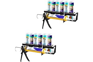 Qivine Support Mural Cartouche Silicone, Support de Rangement pour Aerosol avec 6 Trous, Organisateur de Stockage pour Tube de Calfeutrage pour Garage, L'atelier, Maison 41x8.5x8.5cm (2PCS)