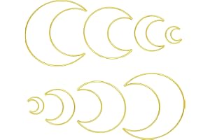WANGCL 8 st gör-det-själv makramé metall blommig krans hantverk ringar halvmåne formad drömfångare ring gör-det-själv hantverk drömfångare tillverkning verktyg (4 storlekar)