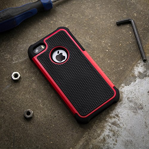 iPhone 4 4S Case by 32nd Shockproof Heavy Duty Defender Tough Shell Cover Suitable for Apple iPhone 4 4S - Red