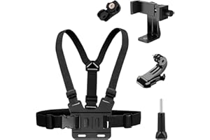 QNENEAM Adjustable Elastic Belt, Body Mount Chest Head Strap Harness, Phone Chest Mount, Chest Mount Harness Set for GoPro 13 12 11 10 9 8 7 6 5 4 3, Insta 360 Cameras, Smartphones and Most Action Cameras