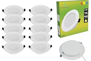 LAMPESECOENERGIE Lot de 10 Spot Encastrable LED Downlight Panel Extra-Plat 3W Blanc Froid 6000K