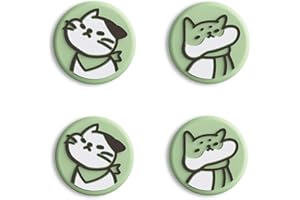 eXtremeRate PlayVital Copri Analogici in Silicone per Nintendo Switch/Switch OLED Joycon,Cover Levette Analogiche Joystick Thumb Grip Cap per NS Switch Lite(Gattino&Cagnolino)-Matcha Verde