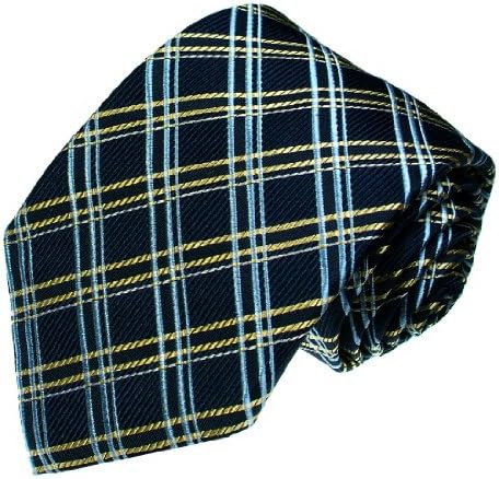 LORENZO CANA - Luxury Tie Jacquard Woven Italian 100% Silk Handmade Necktie Ties - Light Blue Plaid Pattern - 12016