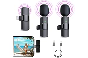 Dadazhenxuan Mini Microphone Multifunktion,Kabelloses Ansteckmikrofon,Mini Wireless Mikrofon für Video,Lavalier Mikrofon,Wireless Mini Mikrofon für iPhone,Anwendbar auf YouTube,Vlog (iPhone2)