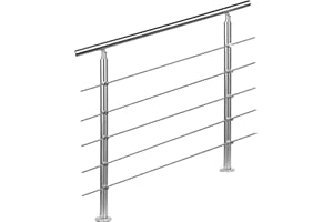 CAVATINY Ringhiera per corrimano in acciaio inossidabile per balaustra per scale Balcone con 5 traverse - Ringhiera per scale Balaustra per balcone in acciaio inossidabile (80CM, 5 traverse)