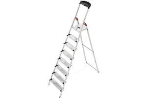 Hailo Aluminio 5_8818-001-Escalera de Tijera Ancho XXL EasyClix (8 peldaños), 150 kg