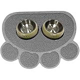 Sneff Trade Napfunterlage Napfuntersetzer Fressnapf Futternapf-Matte Fressnapfunterlage Futtermatte und 2 Edelstahl Schüssel Hundenapf Fressnapf katzenapf für Haustier Hunde und Katze, Premium Silikon