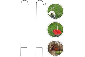 Ganchos para pastor de jardín, XVZ 2 unidades 120cm ganchos para pastor metal con ganchos, para macetas, soporte para flores, comederos de pájaros, linternas, decoración de boda (negro)