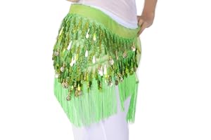 YAOTT Donna Cintura in Chiffon per Danza del ventre con paillettes e monete Hip Gonna Wrap Costume Orientale