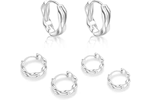 DEVANTIA Srebrne kolczyków koła ze srebra 925, mini hipoalergiczne srebrne Delikatne Kolczyki, Idealne dla Dziewcząt i Kobiet(Zestaw 3 Par,Rozmiary 10/12/14mm)