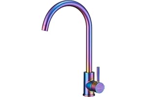 KINSE Kitchen Mixer Tap, 360° Swivel Kitchen Sink Faucet, Stainless Steel, Single-Handle, Multicolour