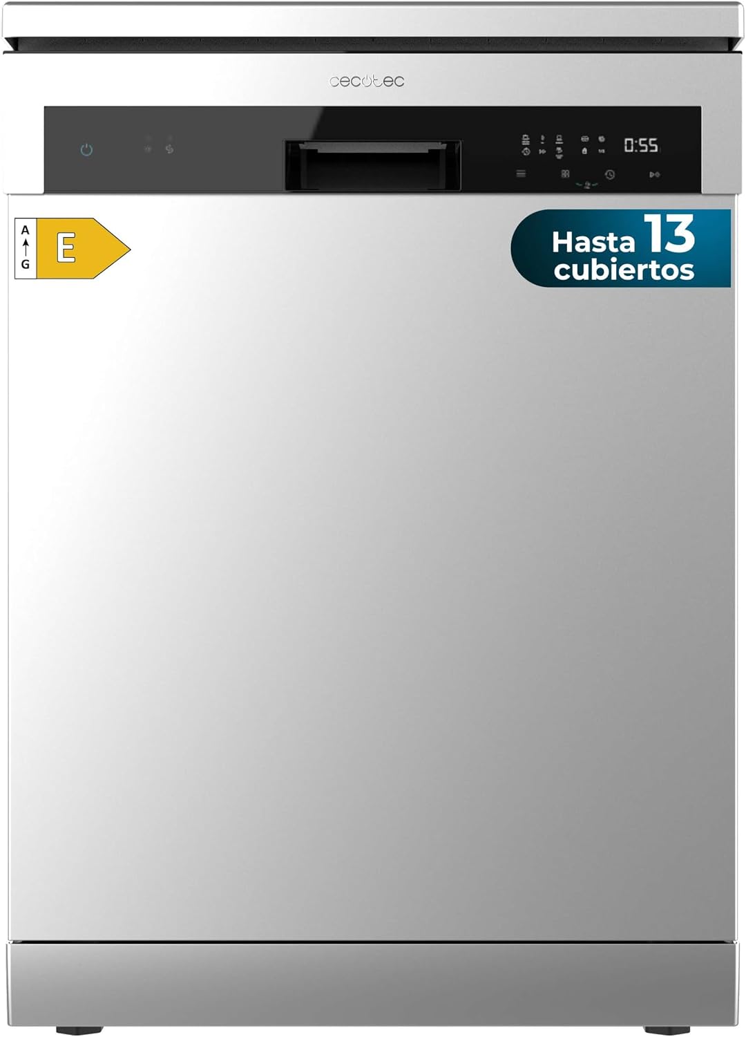 Cecotec Lavavajillas Libre Instalación 60cm Bolero Aguazero 6110 Inox. 1850W, 13 Cubiertos y 6 Programas, Función Media Carga, Programa 3 en 1, Delay Start, Dry+, FullTouch y ChildLock, Inox