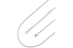 FaithHeart 1,4mm/2mm Collier Femme Chaîne Acier Inoxydable/Plaqué Or, Chaîne Maille Forçat pour Pendentif, Longueur de 35 à 75 cm + 5 cm Ajustable