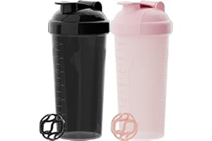 PZMLOASN 2 Stück Protein Shaker bottle 700ml - Auslaufsicherer Schraubdeckel - BPA-frei, aus babyflaschentauglichem Material, für Damen und Herren (Rosa+schwarz)