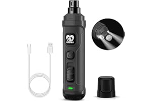 Casfuy Lima de Uñas Eléctrica para Perros con 2 Luces LED - Potente Cortador de uñas eléctrico para Mascotas de 2 velocidades Cuidado y alisado de Patas para Perros y Gatos de Todos los tamaños