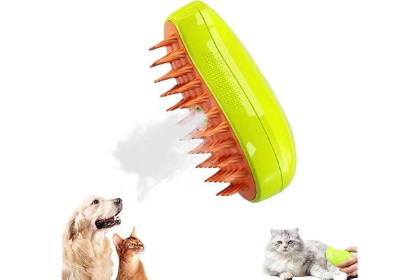 Brosse Chien Chat à Vapeur, 3 En 1 Peigne De Massage En Spray Pour Chats, Brosse à Chat Rechargeable, Avec Réservoir D'eau, Brosse Pour Chats à Poils Courts Et Longs, Idéal Pour Massage,Soin (Vert)