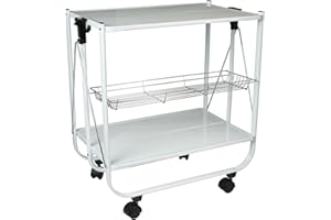 DONREGALOWEB Camarera Plegable de Metal en Color Blanco con Piezas Negras de PVC