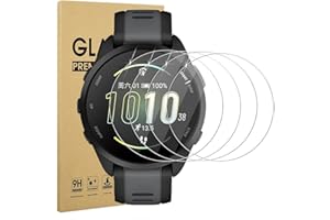 LUCKYRICHRUI 4 Pack Anti-Kratzer Schutzfolie für Garmin Forerunner 165 Displayschutz, HD Gehärtetes Glas Schutzhülle für Garmin Forerunner 165/165 Music, 9H Härte Schutzglas Hülle, Blasenfrei Displayschutz Folie