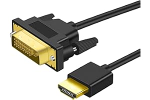 pluX HDMI to DVI Cable 1.8m Bi Directional DVI-D 24+1 Male to HDMI Male High Speed Adapter Cable Support 1080P Full HD Compatible for Raspberry Pi, Roku, Xbox One, PS4 PS3