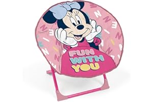 ARDITEX Silla Redonda Plegable Minnie Mouse, Silla Infantil de Luna, Ø 50 cm