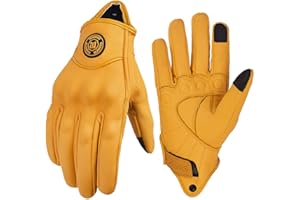 ‎MJMOTO mjmoto Klassische Motorradhandschuhe aus Leder, Perforiert, für Herren, Gelb, für Straßenmotorrad und Rennrad