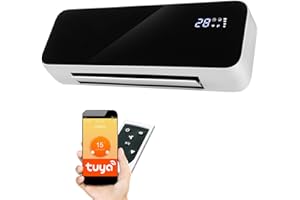 Lehmann LHOHH-2013B kurtyna powietrzna z 2 poziomami mocy 1000/2000 W, grzejnik ścienny z Wi-Fi, pilotem zdalnego sterowania, wyświetlaczem LED, termowentylator z timerem i oscylacją