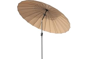 Angel Living 250cm Parasol de Acero de Jardín con Manivela, Sombrilla Inclinada muy Estado con Mástil de Diamentro de 38mm, para Jardín Patío Terraza (Beige)