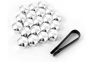 DIYI 20 Pcs Car Wheel Bolt Nut Head Cap Covers 17mm Hexagonal Protectors (Chrome Silver)