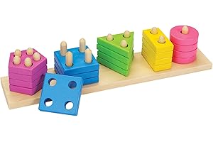 Lalia Steckspiel aus Holz mit Steckbausteinen bunt Holzspielzeug Steckpuzzle Motorik Motorikwürfel Geschenk für Kleinkinder Kinder ab 3 Jahren Spielzeug Holzpuzzle