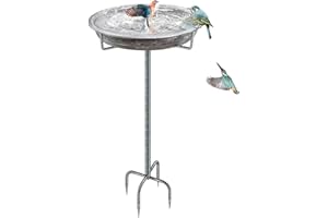 KHayRovies Abbeveratoio per Uccelli, Mangiatoia per Uccelli Selvatici, 92 x 27.5 cm, in Metallo, Decorazione da Giardino per aiuole o balconi (Argento retrò)