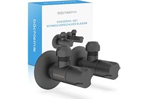 BÄCHLEIN Válvula de ángulo de cierre rápido clásico negro mate [2 unidades]