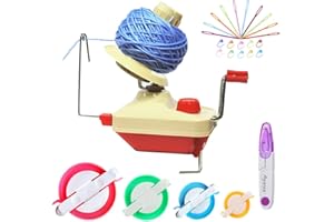 AYASEE Enrollador de bolas de hilo, Enrollador rápido de hilo operado a mano Máquinas enrolladoras de lana de bolas de fibra para familia (26b)