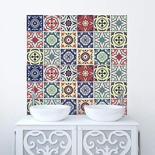 Traditional Tile Stickers Transfers for Kitchen, Bathroom and Furniture DIY (Pack of 40, Vintage)