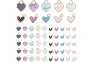 arricraft 100 pz 2 stili Cuore Smaltato Charms, Ciondolo A Forma di Cuore con Ciondolo Smaltato In Lega di 5 colore per Natale, San Valentino, Creazione di Gioielli, Collane, Bracciali