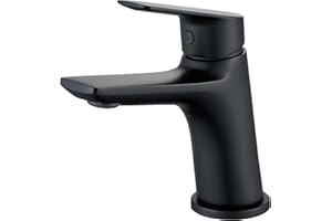 BELZ Bathroom Sink Tap, Washbasin Tap with Single Lever Mixer, Bathroom Vanity Faucet,Water-Saving Design with Hot and Cold Water Control (Black)