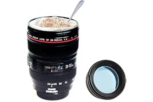 NEALMART Camera Mug Lens Mug Coffee Mug Travel Mug Gift for Photographer Gift for Friends and Family Model 24-105mm Coffee Water Tea Stainless Steel Cup Mug-Black