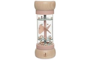 Jollein Pluie bébé en Bois - Lovely Birds - Jouet pour bébé à partir de 0 Mois - avec Motif fée Amy et Oiseau - Favorise Les Sens et la motricité - Vieux Rose/Vert Menthe