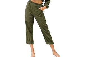 MINGCHE Pantaloni da donna in cotone e lino con coulisse posteriore, pantaloni estivi leggeri, comodi pantaloni in tessuto con tasca, pantaloni elastici in vita, per il tempo libero