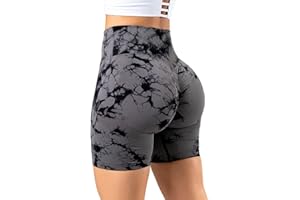 RIOJOY Kurze Leggings Damen Push Up Booty Sport Shorts High Waist Seamless Scrunch Butt Sportleggins für Gym Fitness Workout Yoga