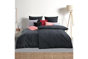 ‎SOIFOX Soifox Winter flanell bettwäsche 135 x 200 4teilig - Anthrazit flauschige und warme Cashmere Touch Bettbezug 2er Set + Kissenbezug 2er Set 80x80 cm mit Reißverschluss