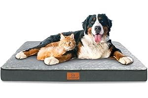 Gzvxuny Ortopedyczne legowisko dla dużych psów, wodoodporna poduszka ze zdejmowaną poszewką nadającą się do prania i wypełnieniem piankowym w kształcie jajek, oddychające,szare XL(104x74x10cm)