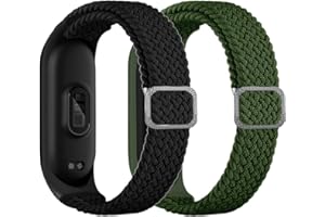 ACTECH Pasek do bransoletki Xiaomi Mi Band 6/6 NFC, Xiaomi Mi Band 5 Bransoletka, Mi Band 4/Mi Band 3 Bransoletka, 2 szt. Nylonowy pasek dziewiarski Wymień Opaska Bransoletka