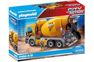 Playmobil 71406 Camion toupie - City Action - avec Un Personnage et Un véhicule comportant Un Tambour Qui Tourne - pour Transporter du béton sur Le Chantier - Ville & Métiers - Dès 4 Ans